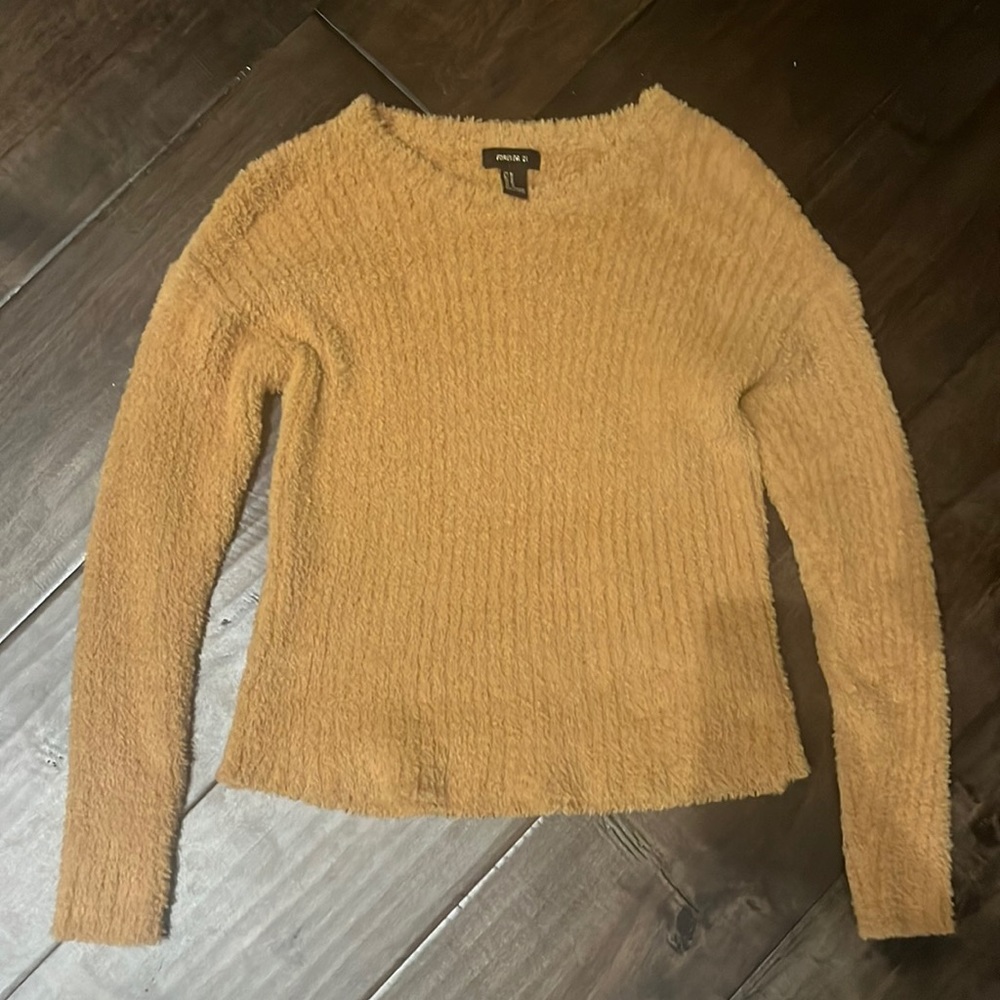 Forever 21 mustard fluffy sweater